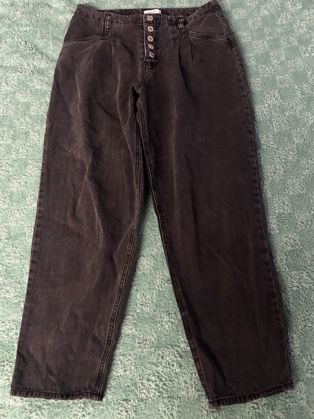 Forever 21 Washed Black Button-Fly Jeans
